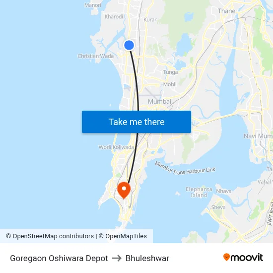 Goregaon Oshiwara Depot to Bhuleshwar map