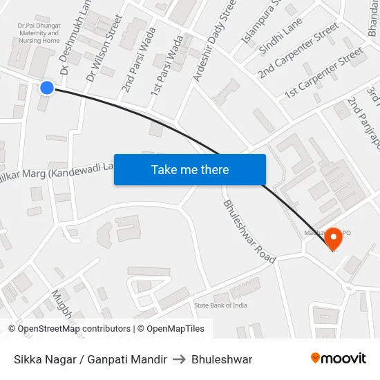 Sikka Nagar / Ganpati Mandir to Bhuleshwar map