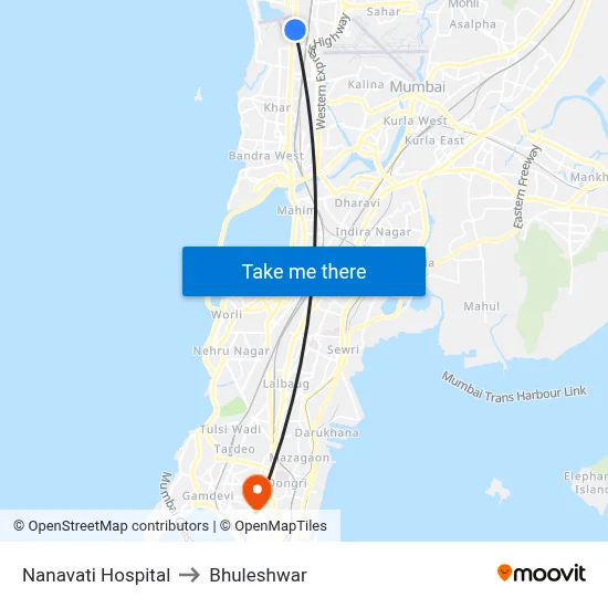 Nanavati Hospital to Bhuleshwar map