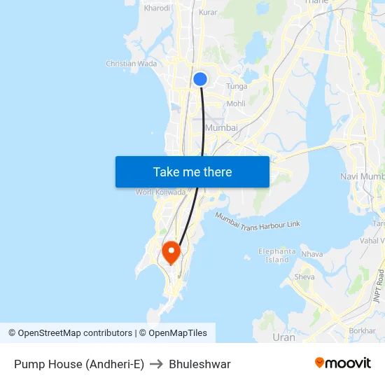 Pump House (Andheri-E) to Bhuleshwar map