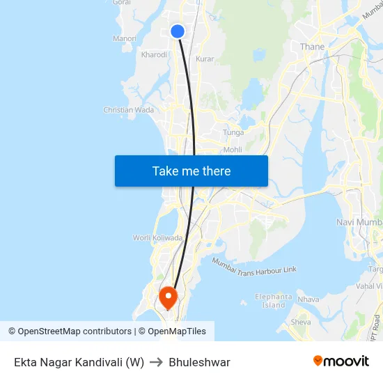 Ekta Nagar Kandivali (W) to Bhuleshwar map