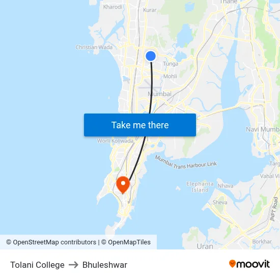 Tolani College to Bhuleshwar map