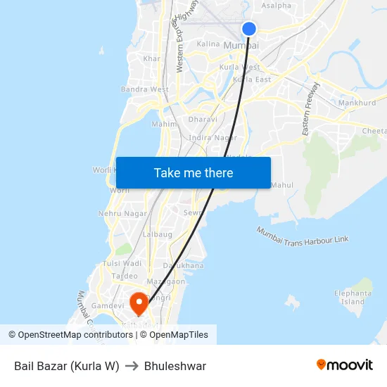 Bail Bazar (Kurla W) to Bhuleshwar map