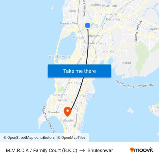 M.M.R.D.A / Family Court (B.K.C) to Bhuleshwar map