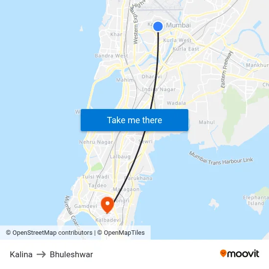 Kalina to Bhuleshwar map