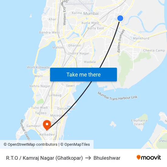 R.T.O / Kamraj Nagar (Ghatkopar) to Bhuleshwar map