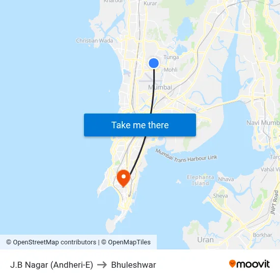 J.B Nagar (Andheri-E) to Bhuleshwar map