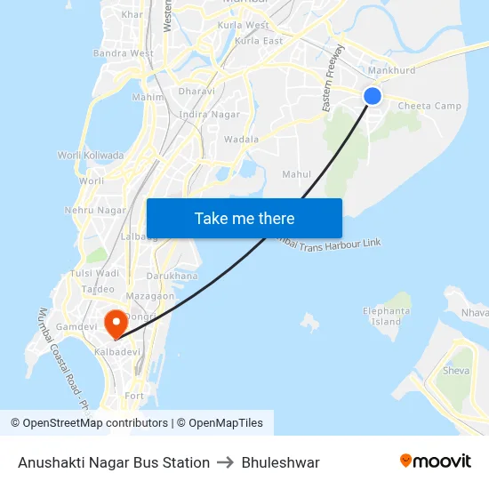 Anushakti Nagar Bus Station to Bhuleshwar map