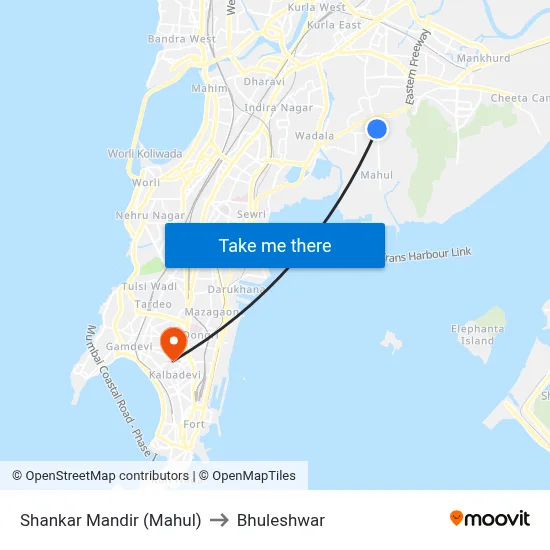 Shankar Mandir (Mahul) to Bhuleshwar map
