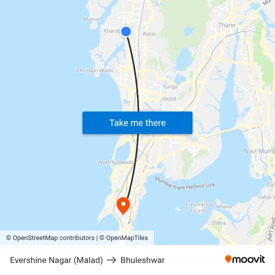 Evershine Nagar (Malad) to Bhuleshwar map