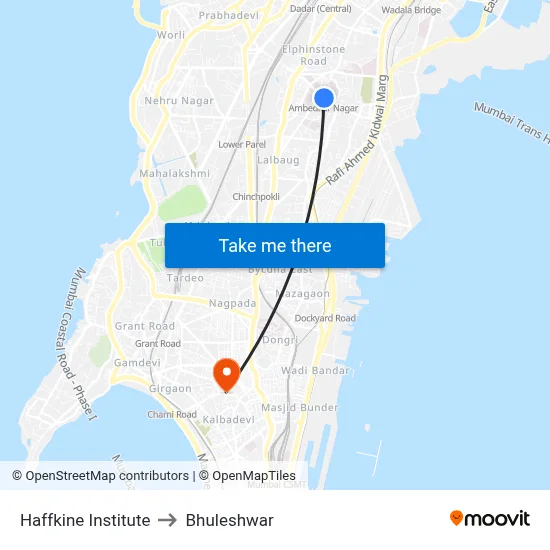 Haffkine Institute to Bhuleshwar map