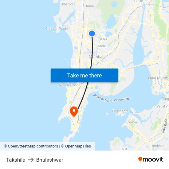 Takshila to Bhuleshwar map