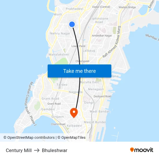 Century Mill to Bhuleshwar map