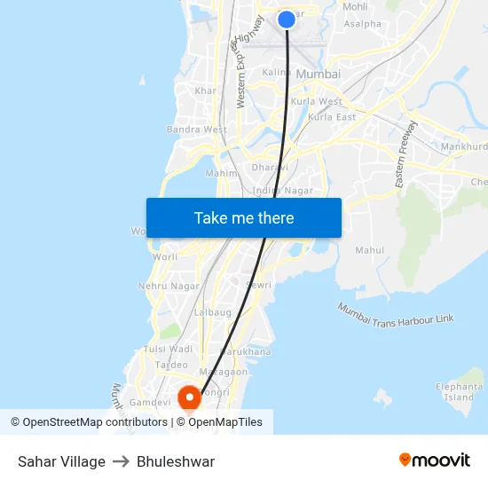 Sahar Village to Bhuleshwar map