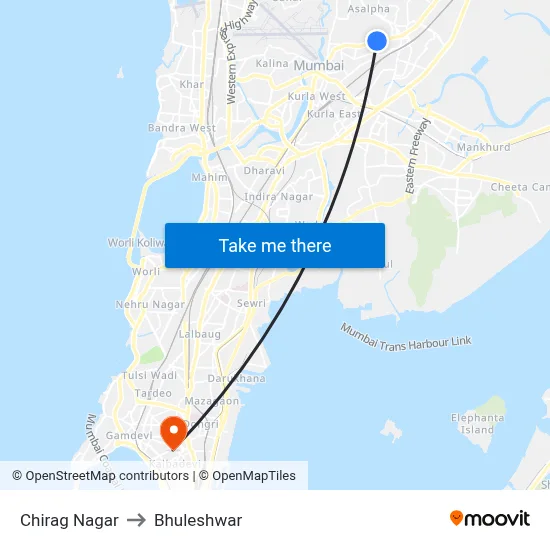 Chirag Nagar to Bhuleshwar map