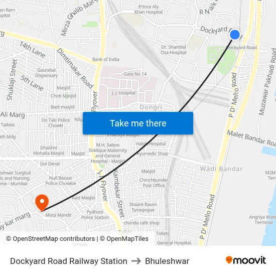 Dockyard Road Railway Station to Bhuleshwar map