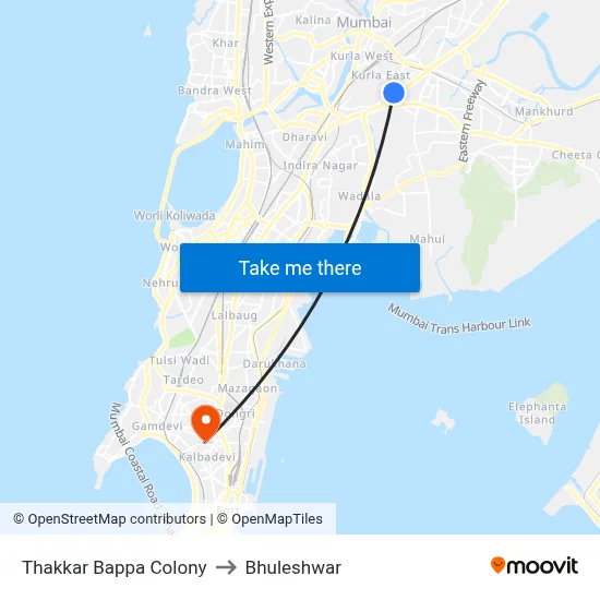 Thakkar Bappa Colony to Bhuleshwar map