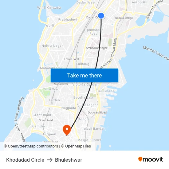 Khodadad Circle to Bhuleshwar map