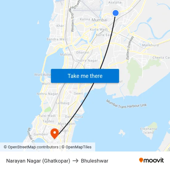 Narayan Nagar (Ghatkopar) to Bhuleshwar map
