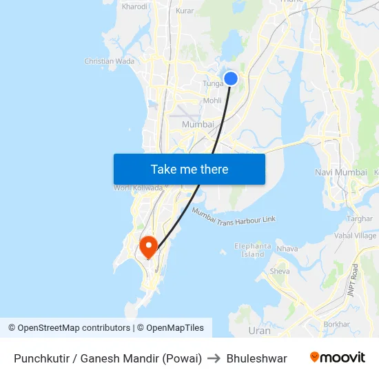 Punchkutir / Ganesh Mandir (Powai) to Bhuleshwar map