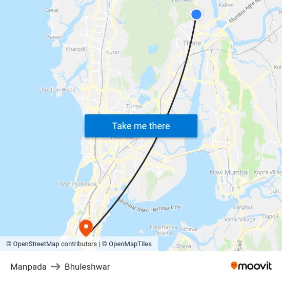 Manpada to Bhuleshwar map