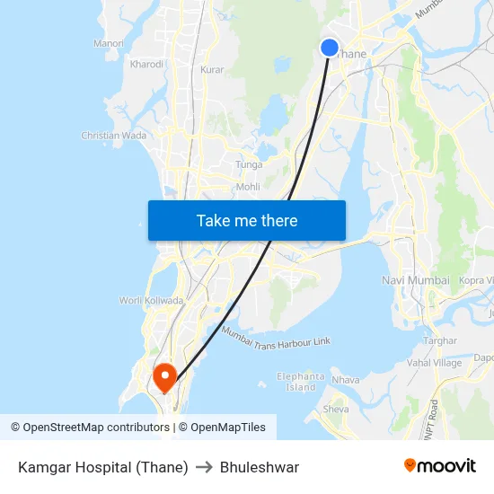 Kamgar Hospital (Thane) to Bhuleshwar map
