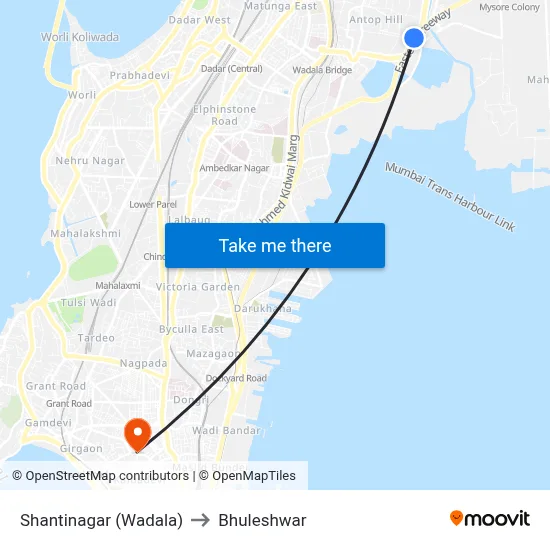 Shantinagar (Wadala) to Bhuleshwar map