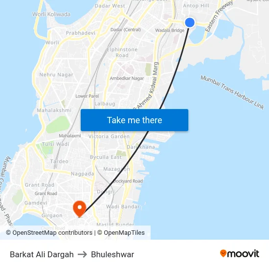 Barkat Ali Dargah to Bhuleshwar map