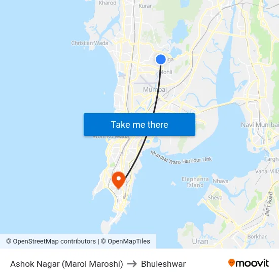 Ashok Nagar (Marol Maroshi) to Bhuleshwar map
