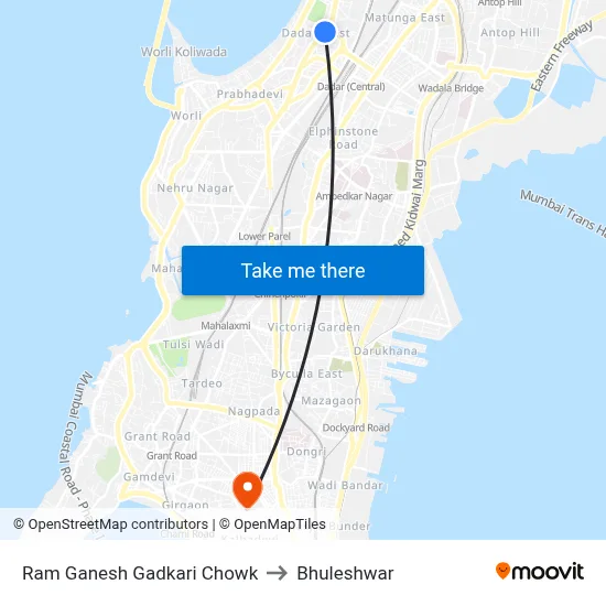 Ram Ganesh Gadkari Chowk to Bhuleshwar map