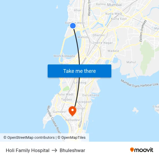 Holi Family Hospital to Bhuleshwar map