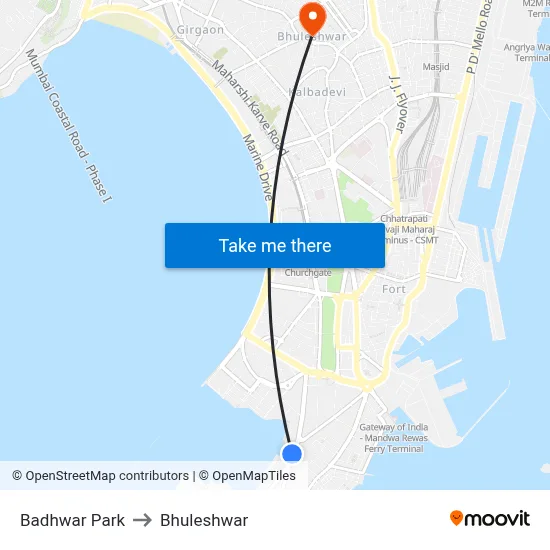 Badhwar Park to Bhuleshwar map
