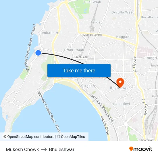 Mukesh Chowk to Bhuleshwar map