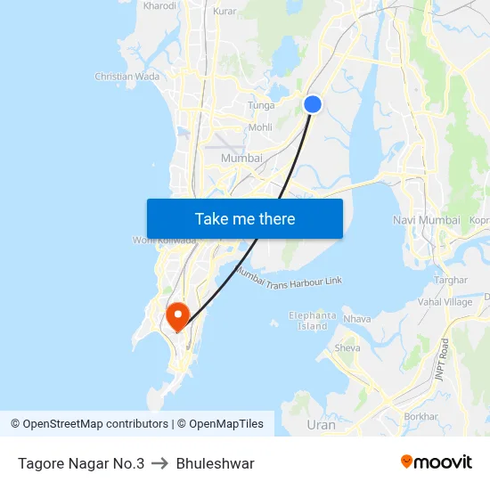 Tagore Nagar No.3 to Bhuleshwar map