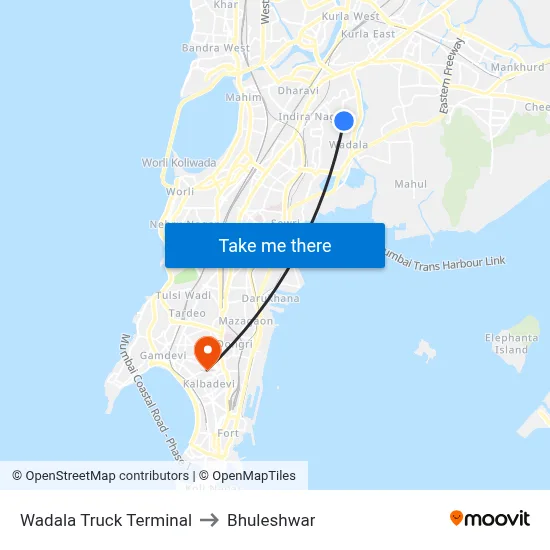 Wadala Truck Terminal to Bhuleshwar map
