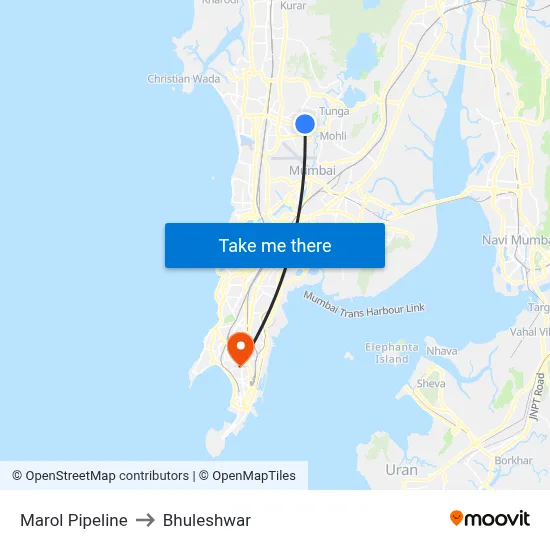 Marol Pipeline to Bhuleshwar map