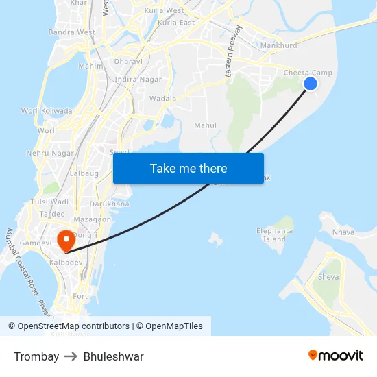 Trombay to Bhuleshwar map