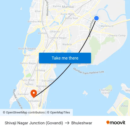 Shivaji Nagar Junction (Govandi) to Bhuleshwar map