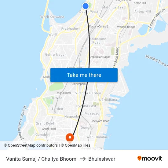 Vanita Samaj / Chaitya Bhoomi to Bhuleshwar map