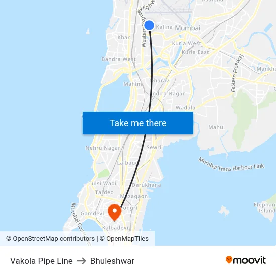 Vakola Pipe Line to Bhuleshwar map