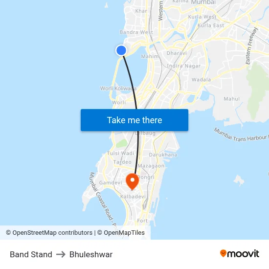 Band Stand to Bhuleshwar map
