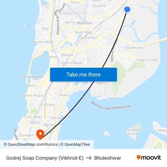 Godrej Soap Company (Vikhroli-E) to Bhuleshwar map