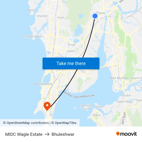 MIDC Wagle Estate to Bhuleshwar map