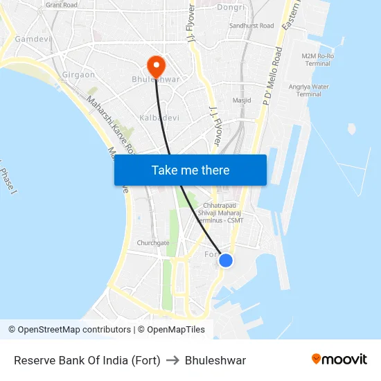 Reserve Bank Of India (Fort) to Bhuleshwar map