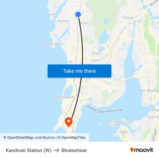 Kandivali Station (W) to Bhuleshwar map