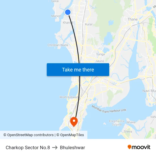 Charkop Sector No.8 to Bhuleshwar map