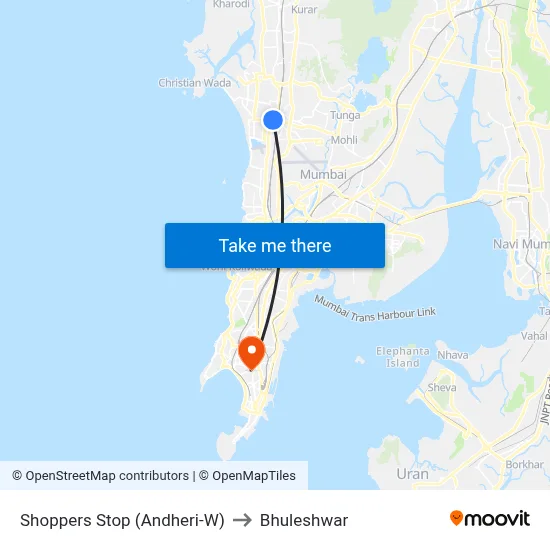 Shoppers Stop (Andheri-W) to Bhuleshwar map