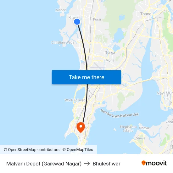 Malvani Depot (Gaikwad Nagar) to Bhuleshwar map