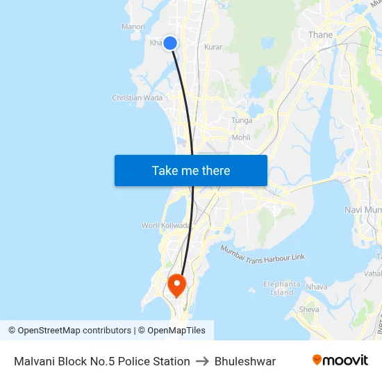 Malvani Block No.5 Police Station to Bhuleshwar map