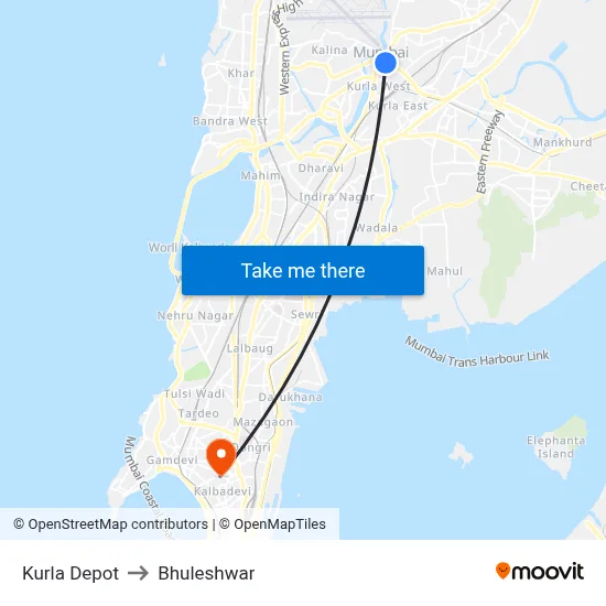 Kurla Depot to Bhuleshwar map